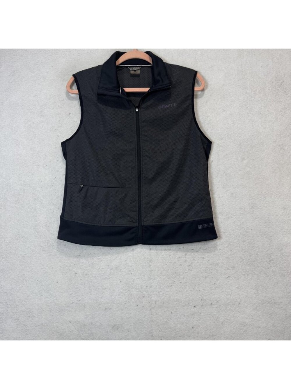 Craft Jacket Womens Large Black Sleeveless Mesh Windbreaker Zip Pockets Running